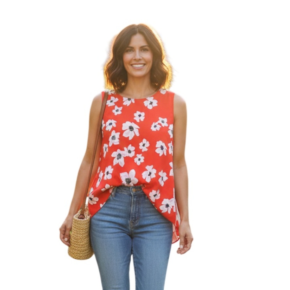 Sachin & Babi Red Floral Etta Sleeveless Top